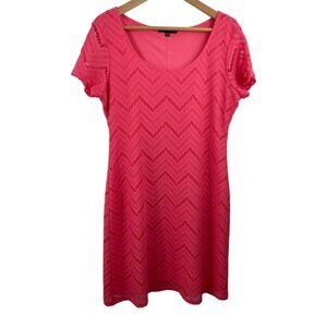 Tiana B Womens Size Large Coral Short Sleeve Knee Length Lined Shift Dress